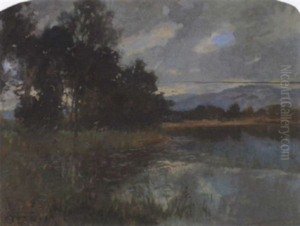 Sommerliche Seeuferpartie Oil Painting by Gioacchino Galbusera
