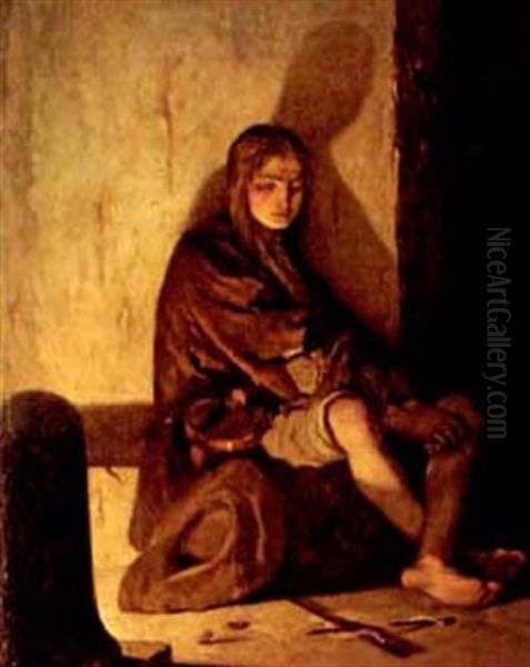 Der Zerbrochene Geigenbogen Oil Painting by Louis Gallait