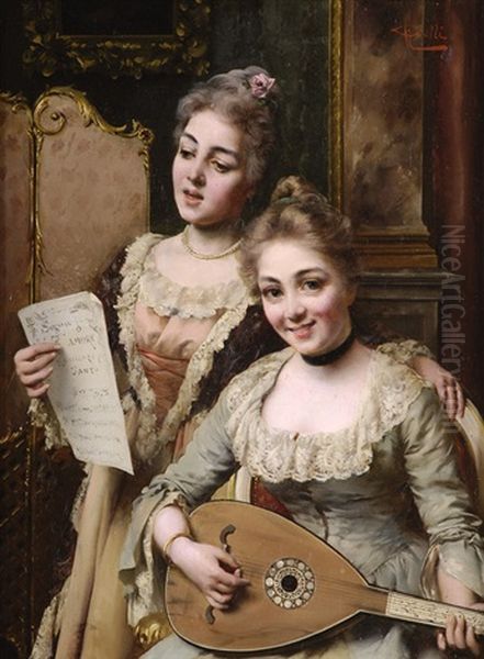Ein Hubsches Duett Oil Painting by Giuseppe Galli
