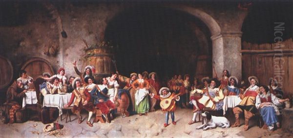 Das Fest Im Weinkeller Oil Painting by Giuseppe Galli