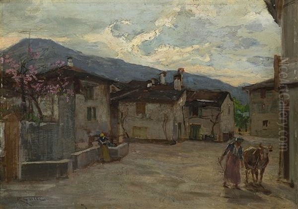 Piazzetta Ai Mulini. Mandello Lario Oil Painting by Riccardo Galli