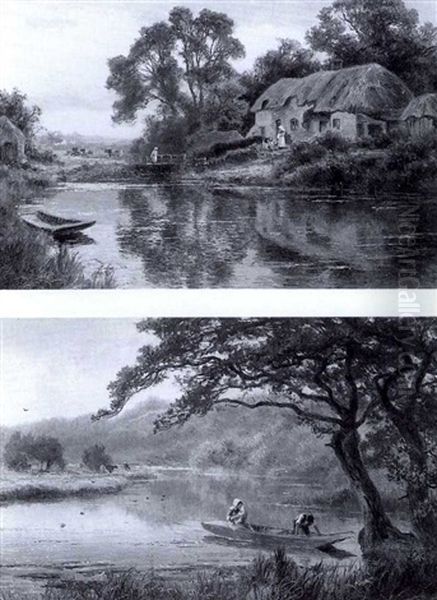 A Family Punting Expedition; Returning To The      Cottage Oil Painting by Robert Gallon