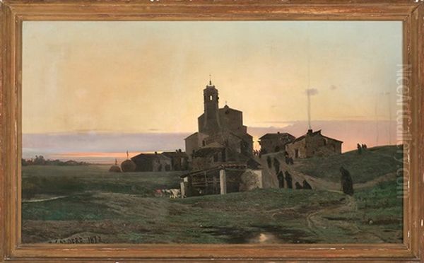 Albada Al Poble Oil Painting by Baldomero Galofre Gimenez