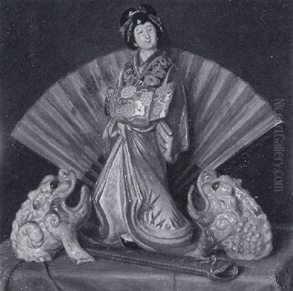 Stilleben Mit Geisha, Facher U. A. Oil Painting by Karl Gampenrieder