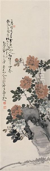 Flower And Stone Oil Painting by  Gao Fenghan
