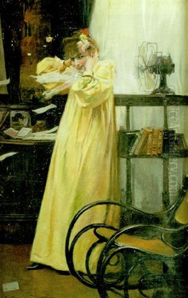 El Ventilador Oil Painting by Jose Garcia y Ramos