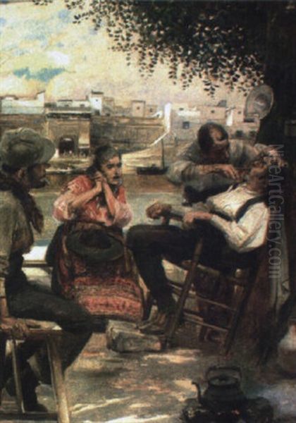 El Barbero Sacamuelas Oil Painting by Jose Garcia y Ramos