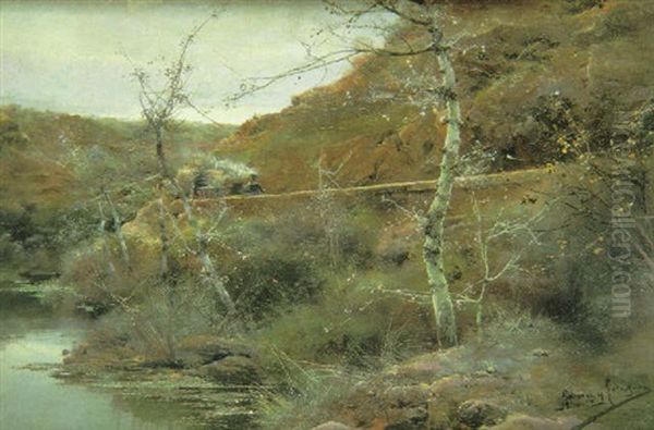 Tren Saliendo Del Tunel Oil Painting by Manuel Garcia y Rodriguez