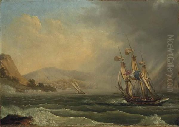Un Navire Francais Entrant Dans La Rade De Mers-el-kebir Oil Painting by Ambroise Louis Garneray