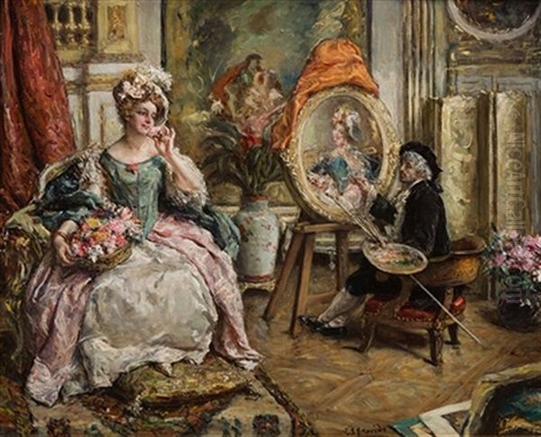 El Pintor Y Su Modelo Oil Painting by Eduardo Leon Garrido