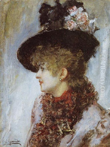 Elegante Au Chapeau Oil Painting by Eduardo Leon Garrido