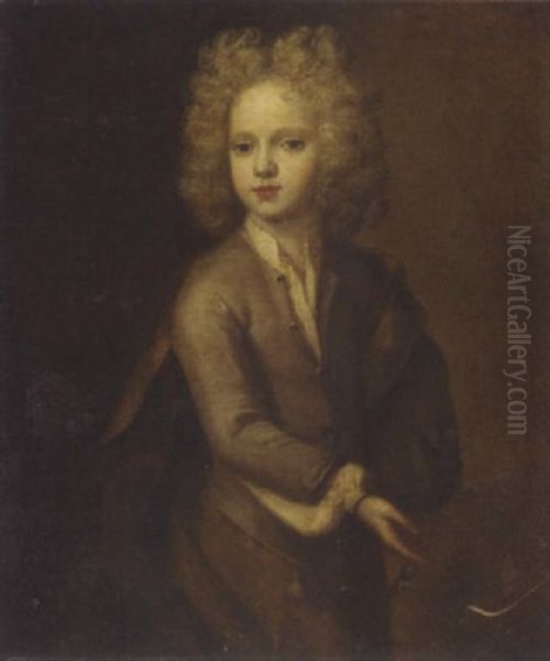 Portrait Of A Boy In A Brown Coat And Brown Robe Oil Painting by Henri Gascars