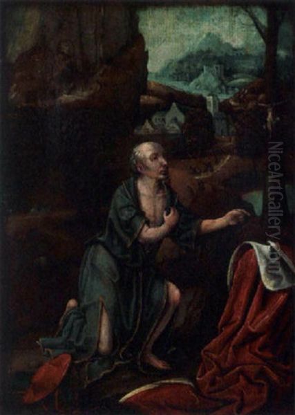 St. Jerome In A Landscape Oil Painting by Lucas Gassel
