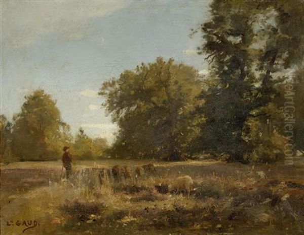 Schafer In Einer Landschaft Oil Painting by Leon Gaud