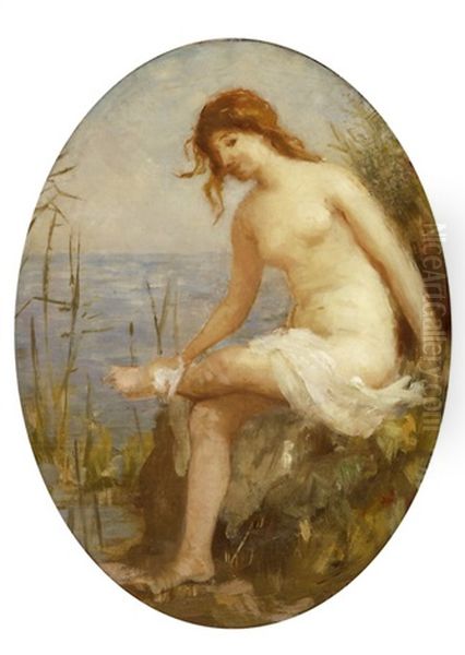 Badende Sich Abtrocknend Oil Painting by Leon Gaud