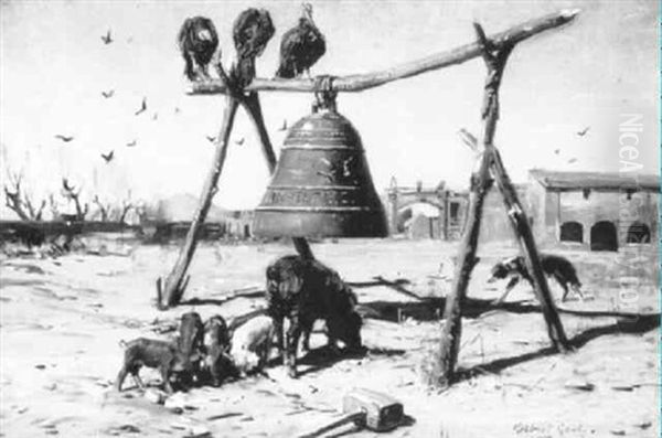 The Great Bell, Drouth At San Anton Oil Painting by Gilbert Gaul