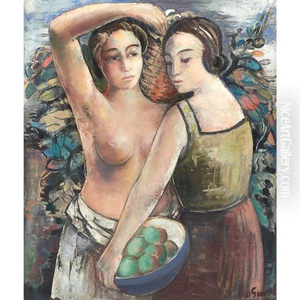 Obsternte (crops Of Fruit) Oil Painting by Oskar Gawell