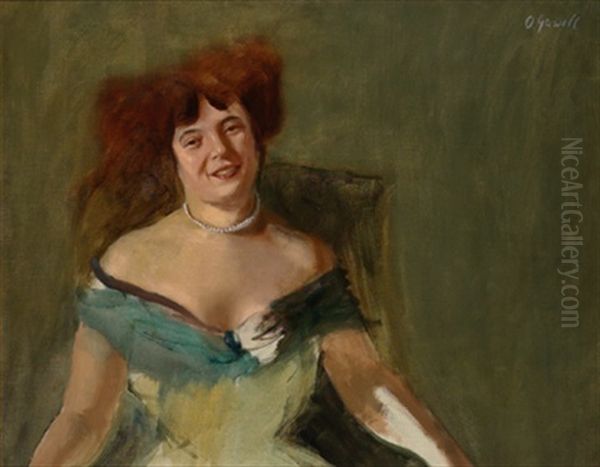 Damenportrait Oil Painting by Oskar Gawell