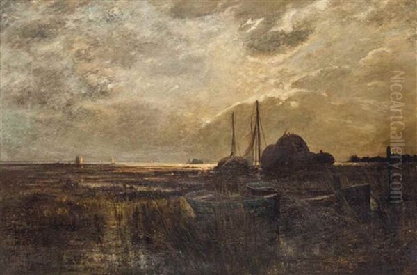 Where Meadow Meets The Sea Oil Painting by Edward B. Gay