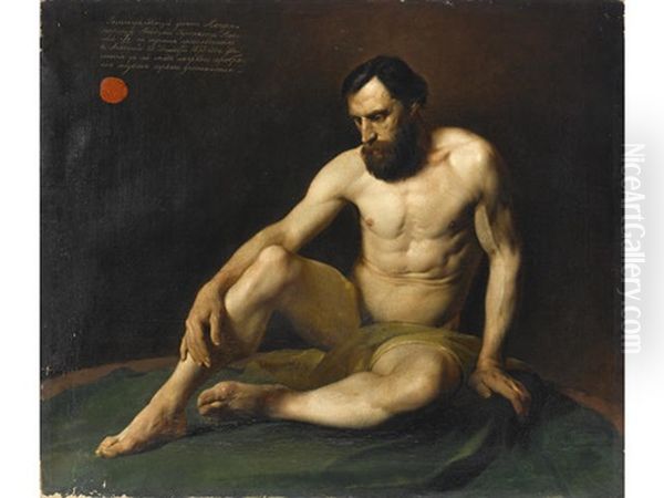Male Nude Oil Painting by Nikolai Nikolaevich Ge