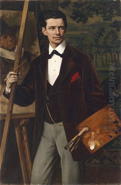 Bildnis Eines Malers Vor Der Staffelei Oil Painting by Eduard Karl Franz von Gebhardt