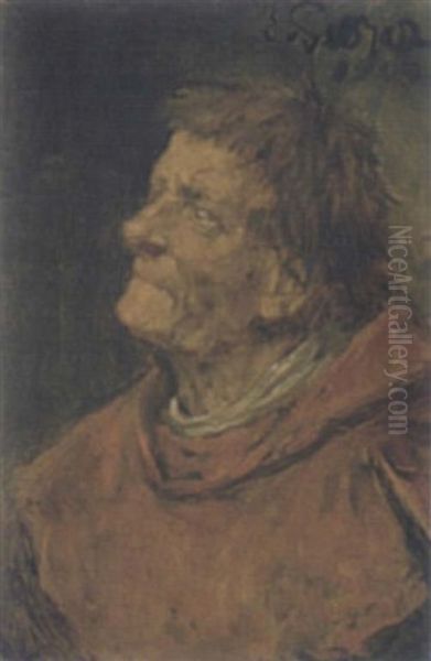 Portrat Eines Monchs Oil Painting by Eduard Karl Franz von Gebhardt