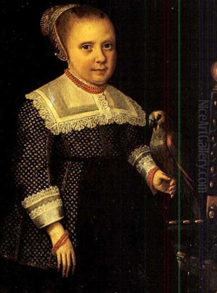 Portrat Eines Madchens Mit Sittich Oil Painting by Wybrand Simonsz De Geest