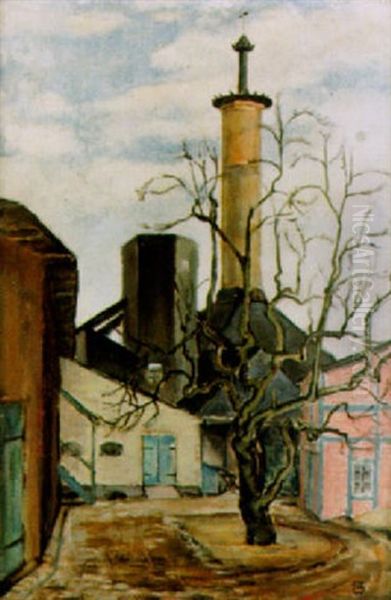 Gammal Maltugn  -motiv Fra St.clemens Gata I Helsingborg Oil Painting by Hugo Gehlin