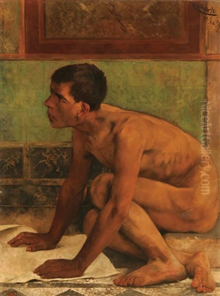 A Roman Slave Boy Oil Painting by Carl (Karl) Gehrts