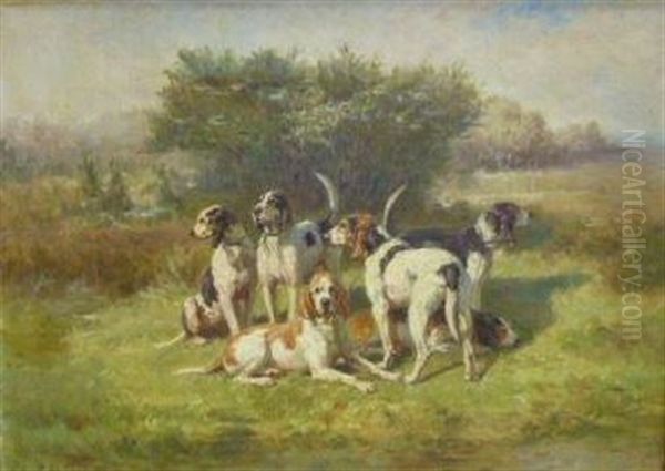 Le Relais De Chiens Oil Painting by Jules Bertrand Gelibert