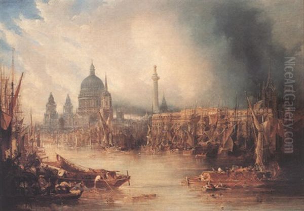 View Of St. Paul's From The Thames Oil Painting by John Gendall
