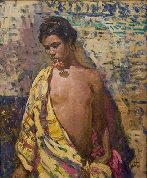 The Zen Monk Nansen Killing A Cat (a Famous Koan) Oil Painting by Lillian Genth