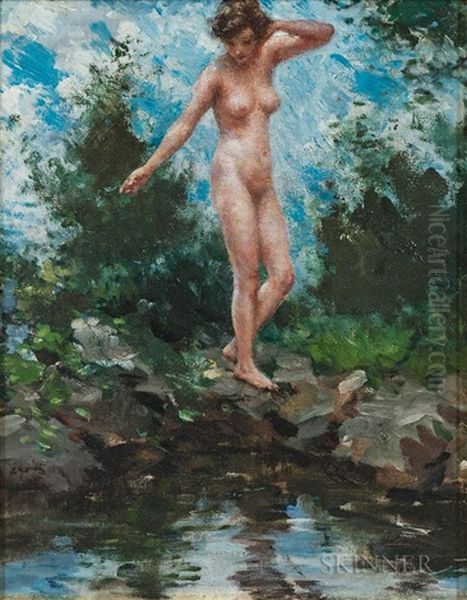 Blue Water Oil Painting by Lillian Genth