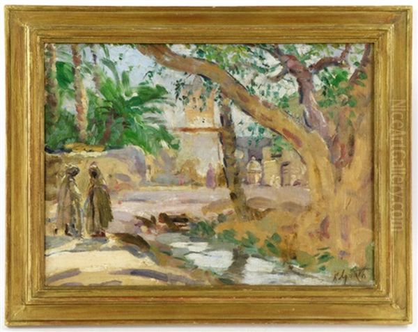 Arab Village Scene Oil Painting by Lillian Genth