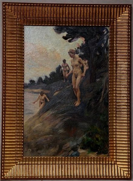 Nudes Bathing Oil Painting by Lillian M. Genth