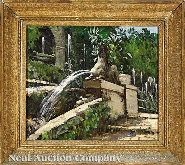 Fountain, Villa D'este, Tivoli, Italy Oil Painting by Lillian Genth
