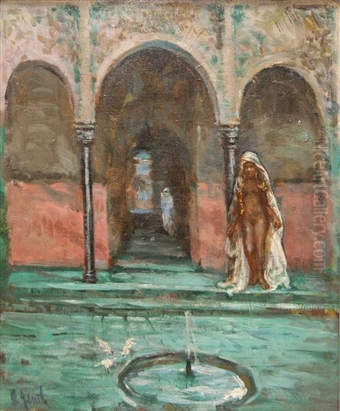 Arab Woman At The Bath Oil Painting by Lillian Genth