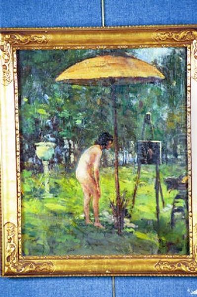 Admiring The Painting Oil Painting by Lillian M. Genth