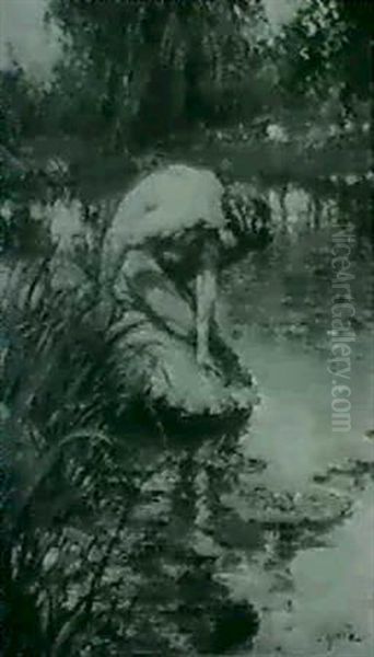 Narcissus Oil Painting by Lillian Genth