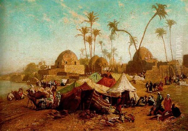 Bedouin Camp Oil Painting by Wilhelm (Karl) Gentz