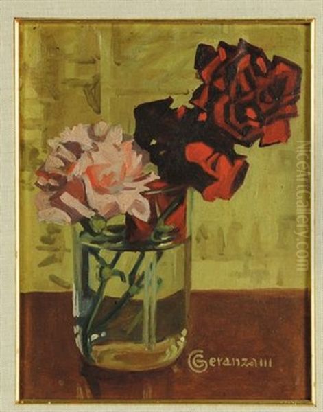 Vaso Di Fiori Oil Painting by Cornelio Geranzani