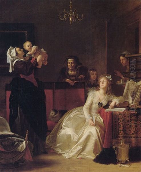 La Jeune Mere Erudite Oil Painting by Marguerite Gerard