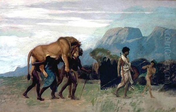 Vaches Pres D'un Mare Et D'un Chaumiere Oil Painting by Jean-Leon Gerome