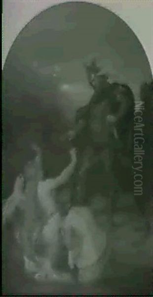 Parsifal And The Rhine Maidens Oil Painting by Rudolf Geyling