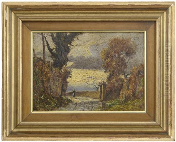 Paesaggio All'imbrunire Oil Painting by Benedetto Ghivarello