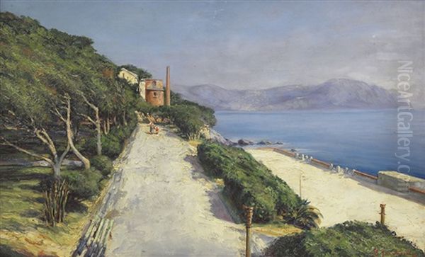 Riviera Oil Painting by Benedetto Ghivarello
