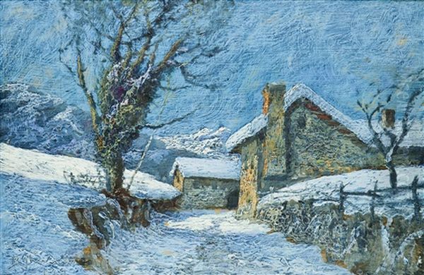 Notturno Con Neve Oil Painting by Benedetto Ghivarello