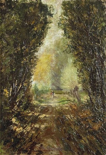 Interno Del Parco Della Maddalena-mattina Di Luglio Oil Painting by Benedetto Ghivarello