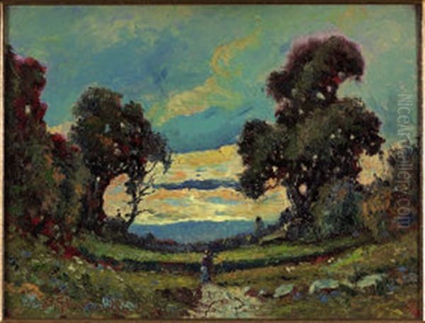 Paesaggio Con Figure Oil Painting by Benedetto Ghivarello