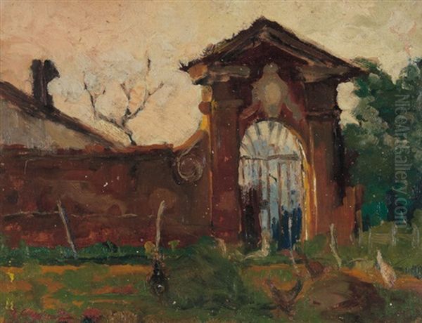 Il Cancello Della Villa Oil Painting by Benedetto Ghivarello